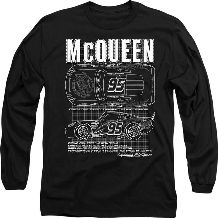 Actual product image Cars Unisex Adult Lightning McQueen Outline T-Shirt (M)