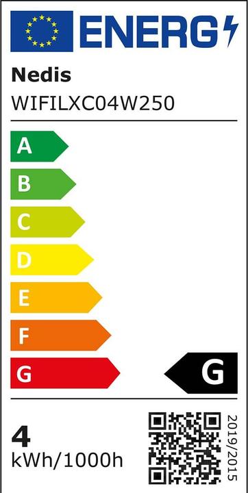 Energy Label Nedis SmartLife Decorative LED | Wi-Fi | Warm to Cool White | 240 LED's | 5.00 m | Android™ / IOS (0.21 m)