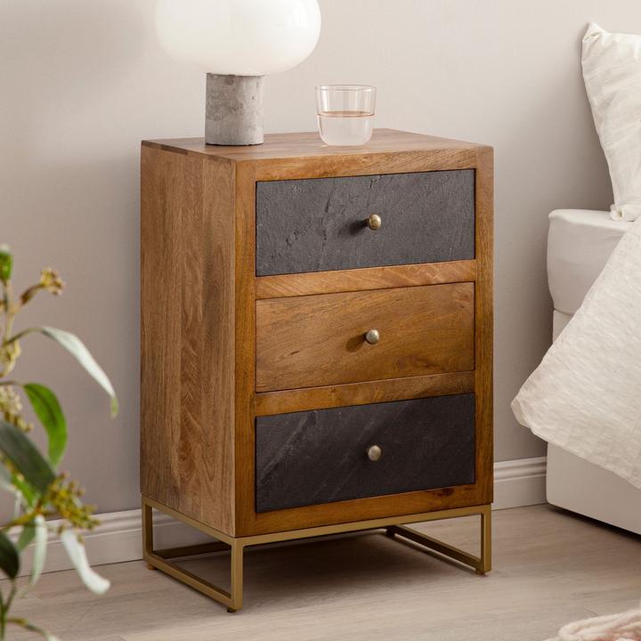 Produktbild FineBuy Nachtkonsole FB55614 Massivholz Braun (40 x 60 x 30 cm)