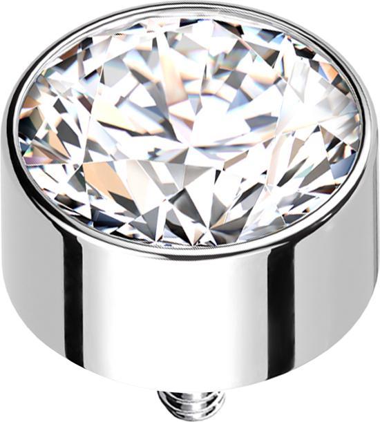 Produktbild Star Piercing Dermal Anchor Zylinder hoch silber mit Kristall silber (ohne Messing, Titan G23)
