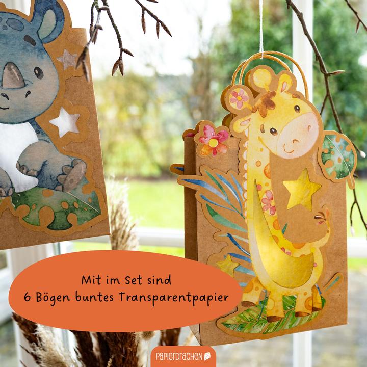 Produktbild Papierdrachen 3 Kinderlaternen Wildtiere/Afrika - Set 8