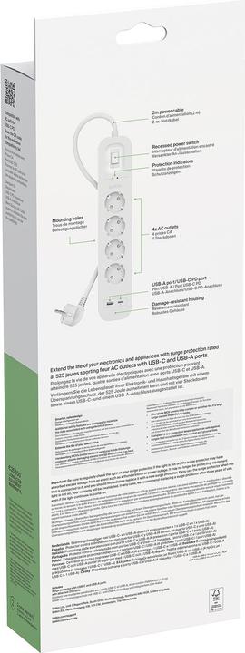 Immagine prodotto Belkin Protezione contro le sovratensioni Surgemaster (4 x, 2 m)