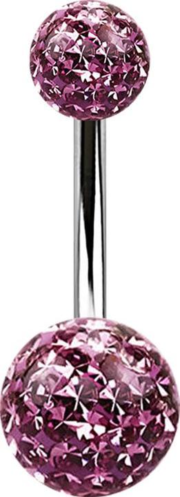 Star Piercing Banane silber mit zwei Kristall Kugeln hellviolett Epoxy Schutzschicht (Chirurgenstahl 316L, ohne Messing)