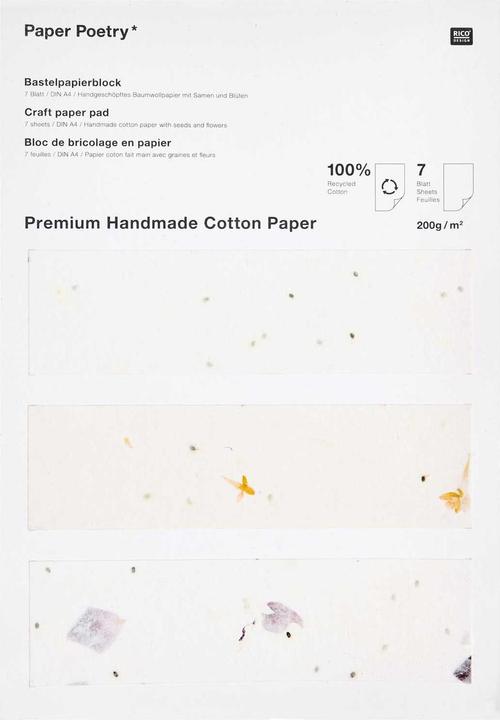 Immagine prodotto Rico Design Bastelblock "Handgeschöpftes Baumwollpapier" (200 g/m², 7 x)