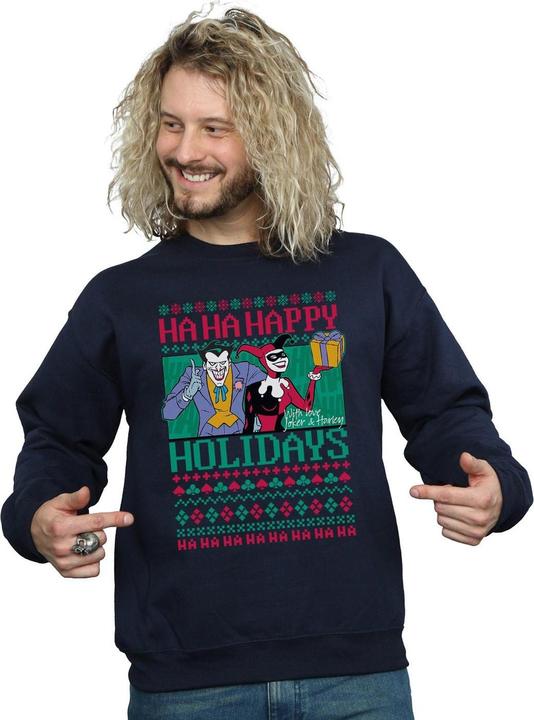 Immagine prodotto Felpa uomo Joker e Harley Quinn Ha Ha Happy Holidays in cotone (5XL)