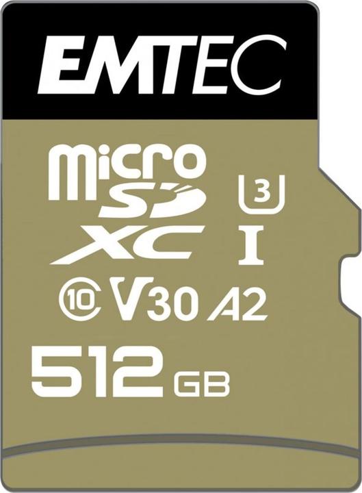 Emtec mSD 512GB UHS-I U3 V30 A2 SpeedIN (512 GB, microSDXC, U3, UHS-I)