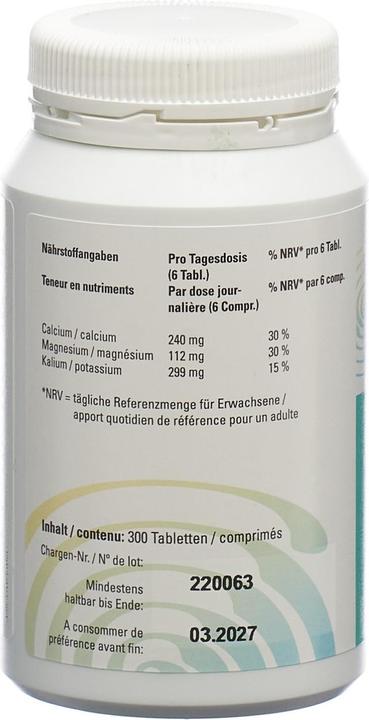 Valeurs nutritives et ingrédients Allsan Comprimés de sels minéraux alcalins (300 pièce(s), Cachets, 230 g)