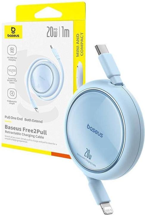 Produktbild Baseus Free2Pull retractable USB-C / Lightning cable 20W 1m - blue (1 m)