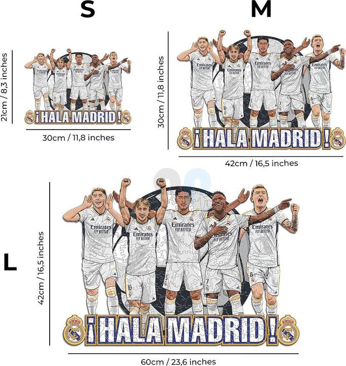 Actual product image Iconic Real Madrid CF - 5 Players - Wooden Puzzle Size M (270 pieces) (270 pieces)