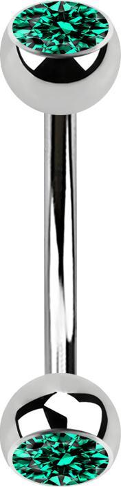 Star Piercing Banane silber mit zwei Kugeln Kristall türkis (Chirurgenstahl 316L)