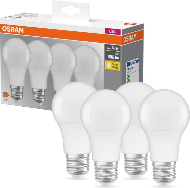 Actual product image Osram Led Base Classic A (E27, 9 W, 806 lm, 4 x, F)