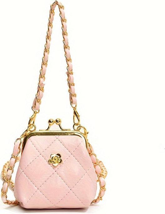 Produktbild Only-Bags.Store Chic Mini Crossbody Bag with Kiss Lock - Quilted, Embroidered Floral Design, Lightweight & Stylish