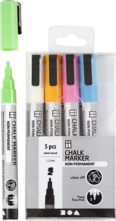 Creativ Company Chalk markers Strong colours 5 pieces, Multicoloured (Multicoloured, Rose, 1.20 mm, 5 x)