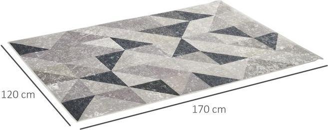 Produktbild Swisshandel24 Teppich mit geometrischen Formen, Vliesbeschichtung, 120x170cm, Dunkelgrau + Hellgrau (170 x 120 cm)