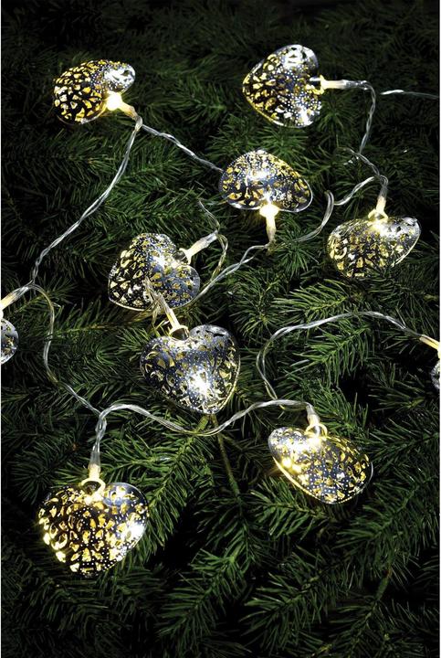Actual product image Markslöjd Fairy lights MILLA heart 10 LEDs chrome, operating mode (2.10 m)