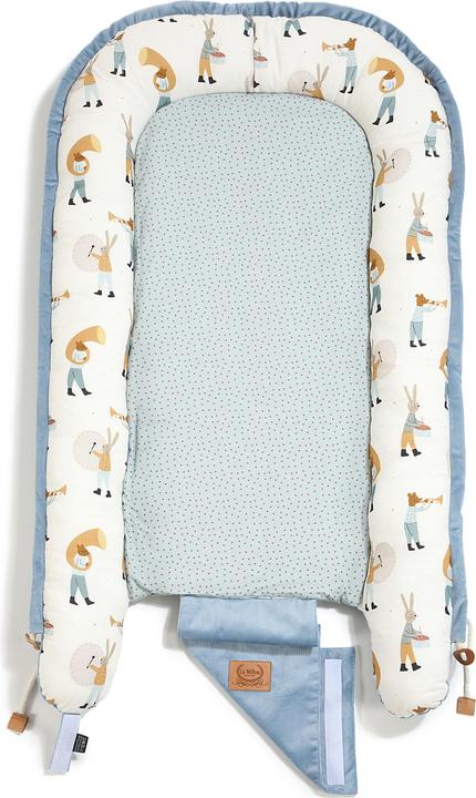 Immagine prodotto La Millou Nido per bebè |Velluto di cotone di prima qualità|Compreso il cuscino Sleepy Pig |Heart Beat Blue