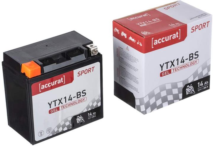 Produktbild Accurat Motorradbatterie YTX14-BS 14Ah 200A 12V Gel Technologie Starterbatterie (12 V, 14 Ah, 200 A)