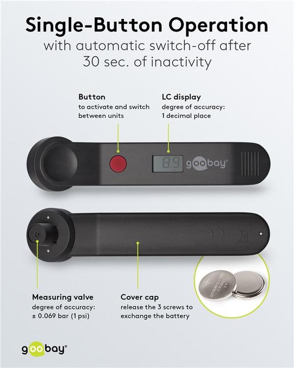 Productafbeelding Goobay 59799 Bandenspanningsmeter Digitale Manometer voor Drukinstelling