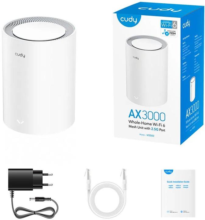 Actual product image Cudy M3000 AX3000 Wi-Fi 6 Mesh 2.5G 1-pack (2402000 Mbit/s)
