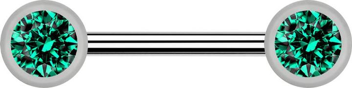 Star Piercing Barbell silber mit zwei Kugel front Kristall türkis (ohne Messing, Titan G23)