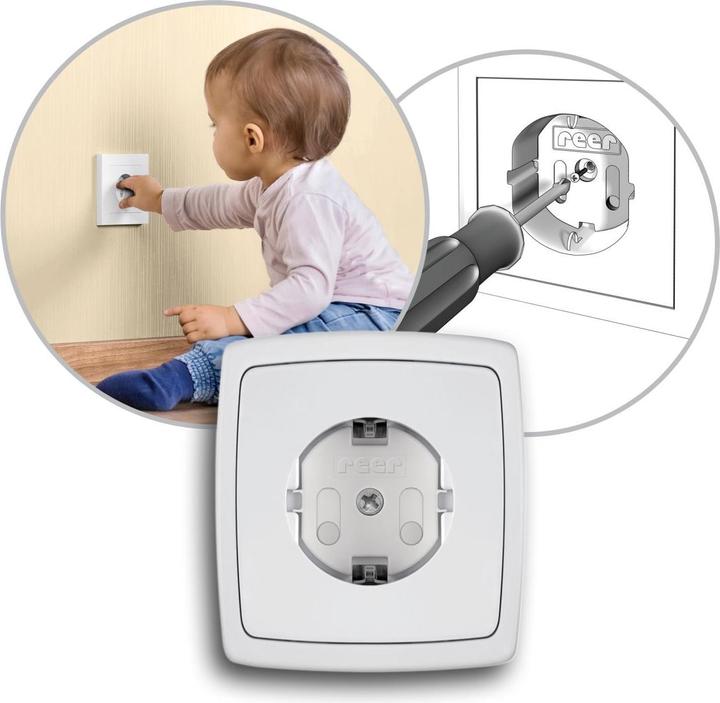 Reer Socket protector, screwable, white, 20 pieces