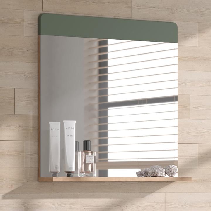 Produktbild Vichy Badezimmerspiegel Izan, Grün/Goldkraft Eiche, 60 x 62 cm mit Ablage