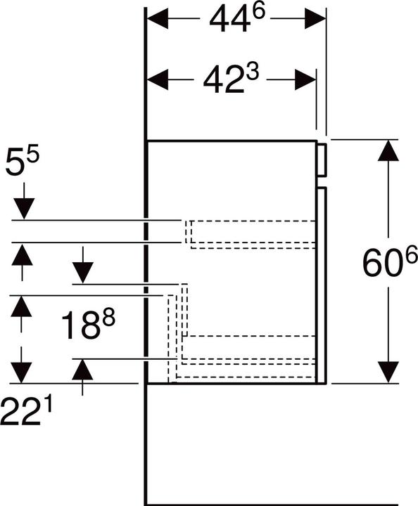 Produktbild Geberit Renova Plan Unterschrank für Waschtisch, mit 1 Schublade, 83,2x60,6x44,6cm, 501910 (83 x 44.5 x 60.5 cm)