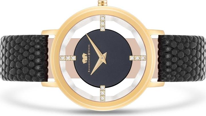 Actual product image Ladies Quartz Watch Lucrezia Genuine Leather Black - 33692 (Analogue wristwatch, 36 mm)