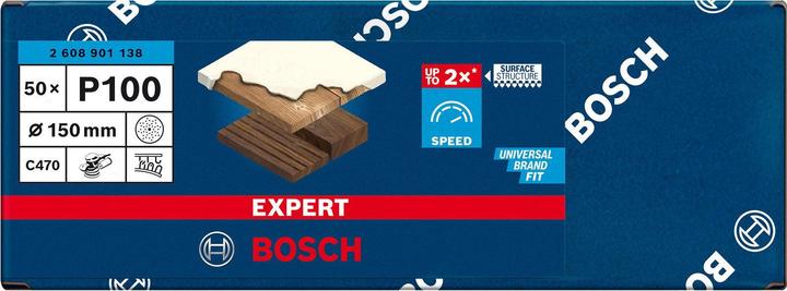 Produktbild Bosch Professional Zubehör EXPERT C470 Schleifpapier Mehrloch für Exzenterschleifer, 150 mm, G 100, 50-tlg. (100)