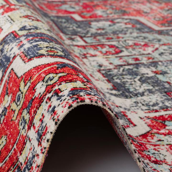 Produktbild Pergamon Kurzflor Designer Teppich Modern Vintage Orient Muster (140 x 200 cm)