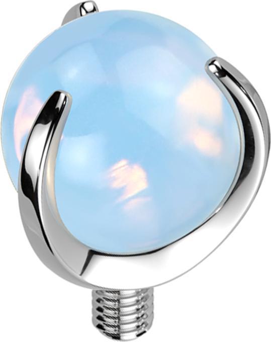 Star Piercing Dermal Anchor silber Kugel Opalite Stein gefasst (Mineralisch, Titan G23, ohne Messing)