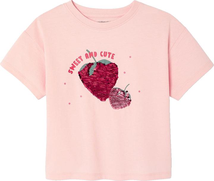 Vertbaudet Mädchen T-Shirt mit Paillettenmotiv und Recycling-Baumwolle