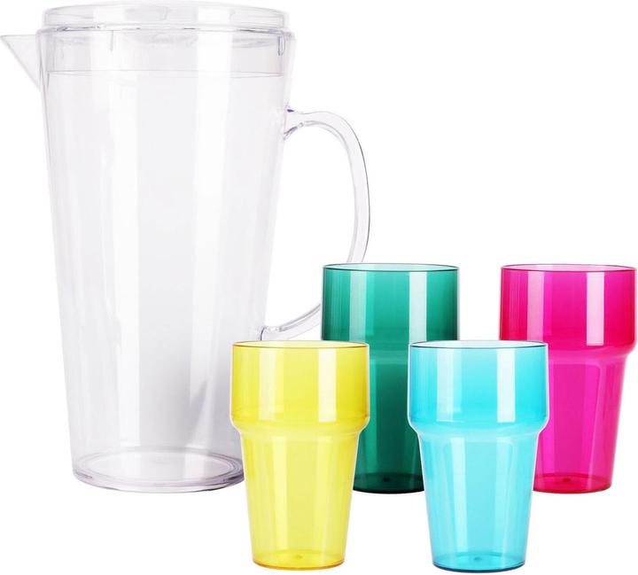 Produktbild Praktischer Krug mit 4 farbigen Bechern, 2,2 L (2.20 l)