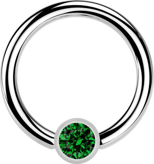 Produktbild Star Piercing Micro Ball Closure Ring silber und Kristall grün (Chirurgenstahl 316L, ohne Messing)