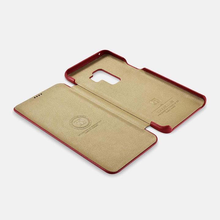 Actual product image iCarer Samsung Galaxy S9 Plus - Echtleder Flip Case rot (RS992002-RD) (Samsung Galaxy S9+)