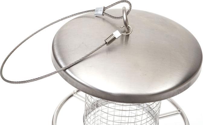 Immagine prodotto Mendler Mangiatoia per uccelli HWC-G90, mangiatoia per uccelli, acciaio inox 27 cm
