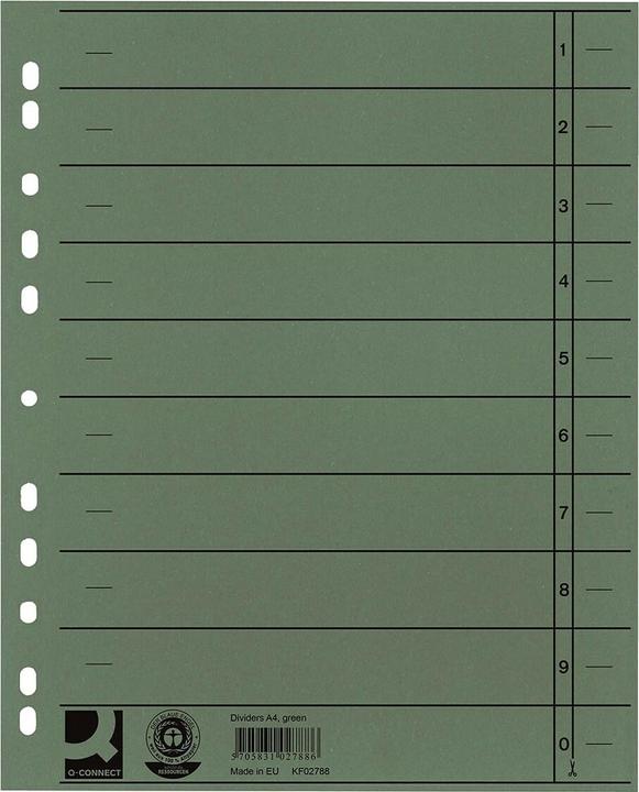 Image du produit Q-Connect Intercalaire 100 pièces vert