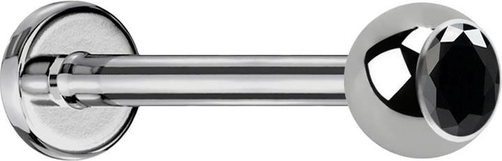 Produktbild Star Piercing Micro Labret silber mit Kugel und Kristall schwarz (ohne Messing, Titan G23)
