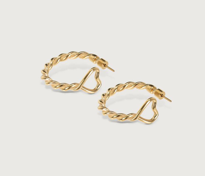 Produktbild Hey Harper Braided Heart Hoops (Edelstahl, Gold)