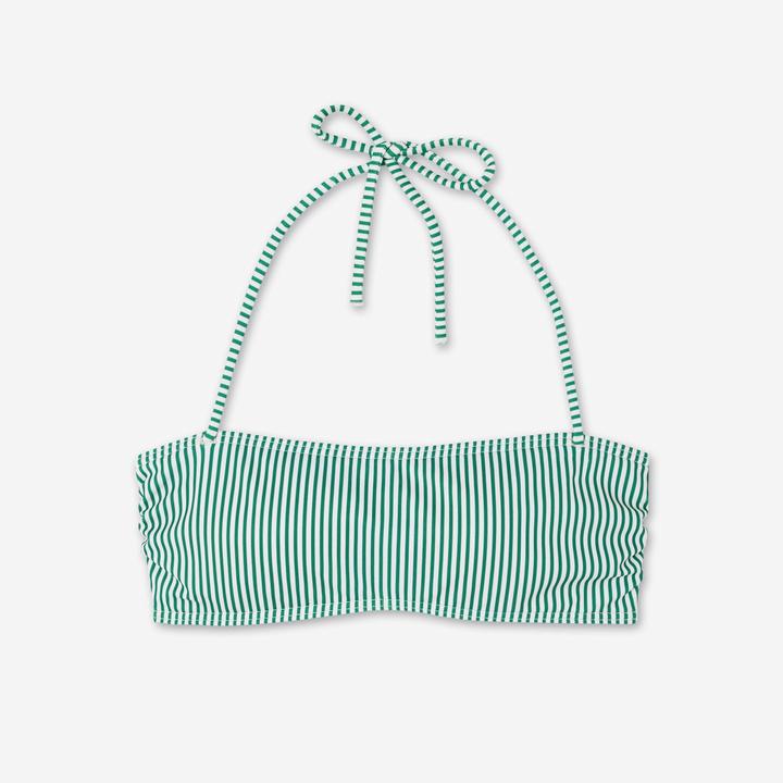 Image du produit Olaian Haut de maillot de bain bandeau surf rayé Femme - Laura vert et blanc (80 D)