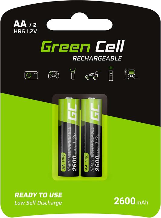 Immagine prodotto GreenCell GR05 - Batteria ricaricabile - AA - nichel metal idrato (NiMH) - 1,2 V - 2 pezzi (2 pz., AA, 2600 mAh)
