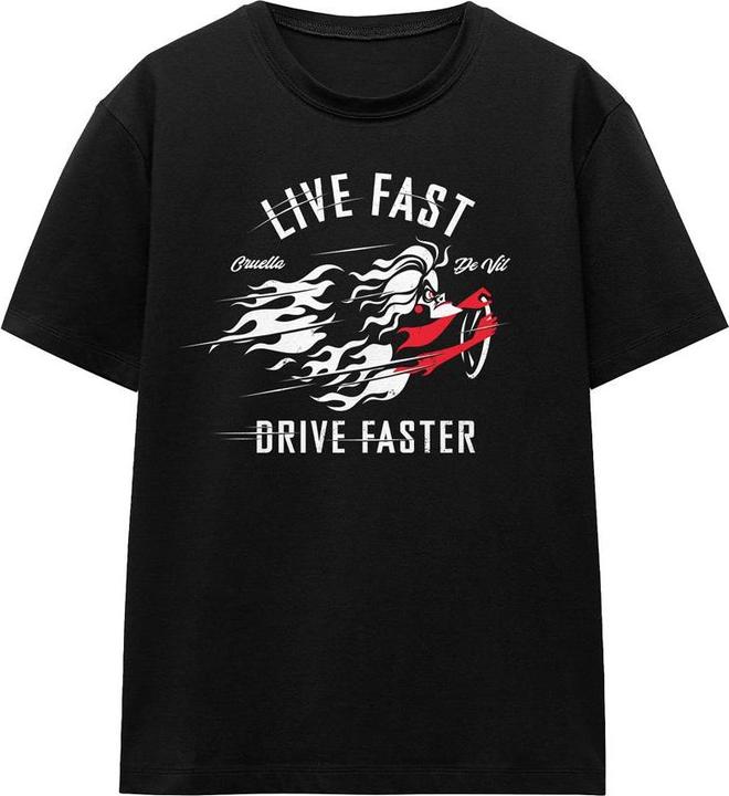 Immagine prodotto Disney Villains Live Fast, Drive Faster Maglietta Crudelia De Mon Adulto Unisex (L)