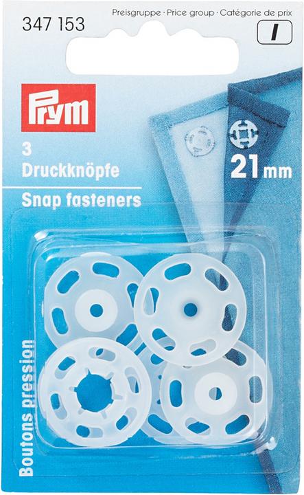 Image du produit Prym Bouton-pression à coudre, transparent 21 mm, carte 3 pcs.