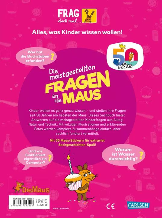 Produktbild Frag doch mal... die Maus!: Die meistgestellten Fragen an die Maus (Deutsch, Daniela Nase, Antje von Stemm, 2021)