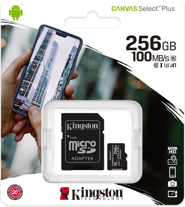 Actual product image Kingston Canvas Select Plus (256 GB, microSDXC, U3, UHS-I)