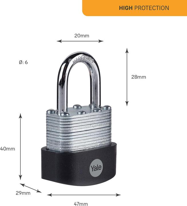 Actual product image Yale Y125B/40/122/1 Padlock 40 mm Silver, Black Key lock
