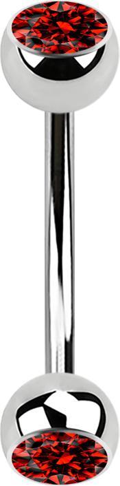 Produktbild Star Piercing Micro Banane silber mit zwei Kugeln Kristall rot (Chirurgenstahl 316L, ohne Messing)