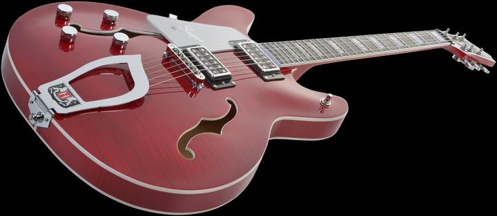 Produktbild Hagstrom E-Gitarre, Super Viking, Wild Cherry Transparent Flame, Links (Halbakustik Gitarre)