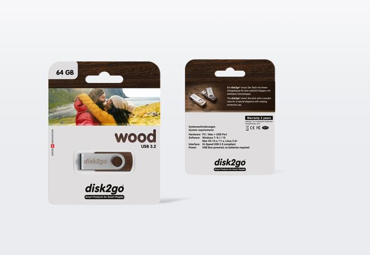 Actual product image Disk2go Wood (64 GB, USB 3.0, USB-A)