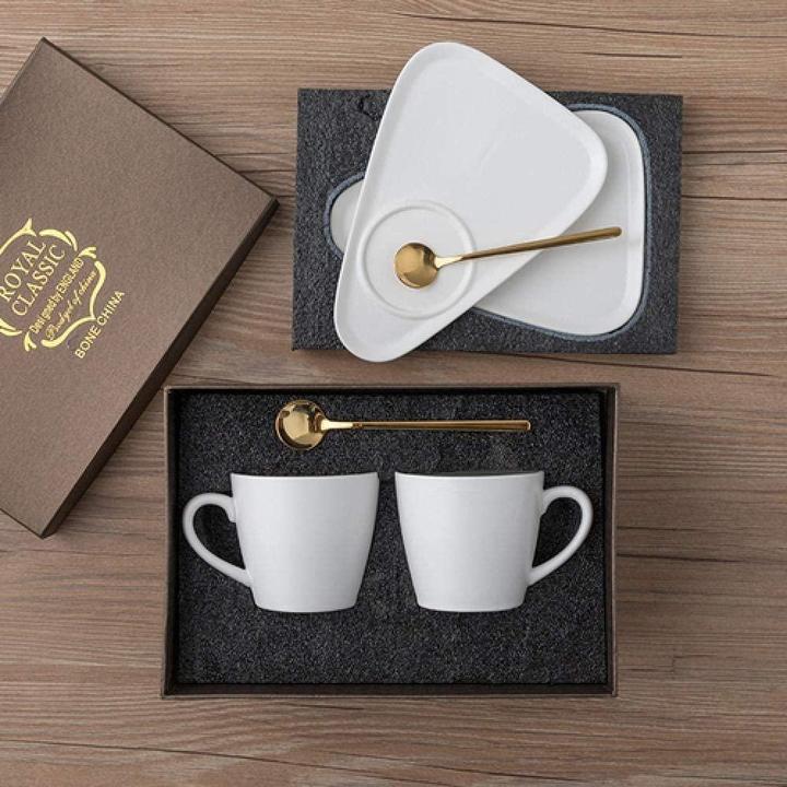 Actual product image JTI Set of 2 cups, saucers and teaspoons - White (1 x)